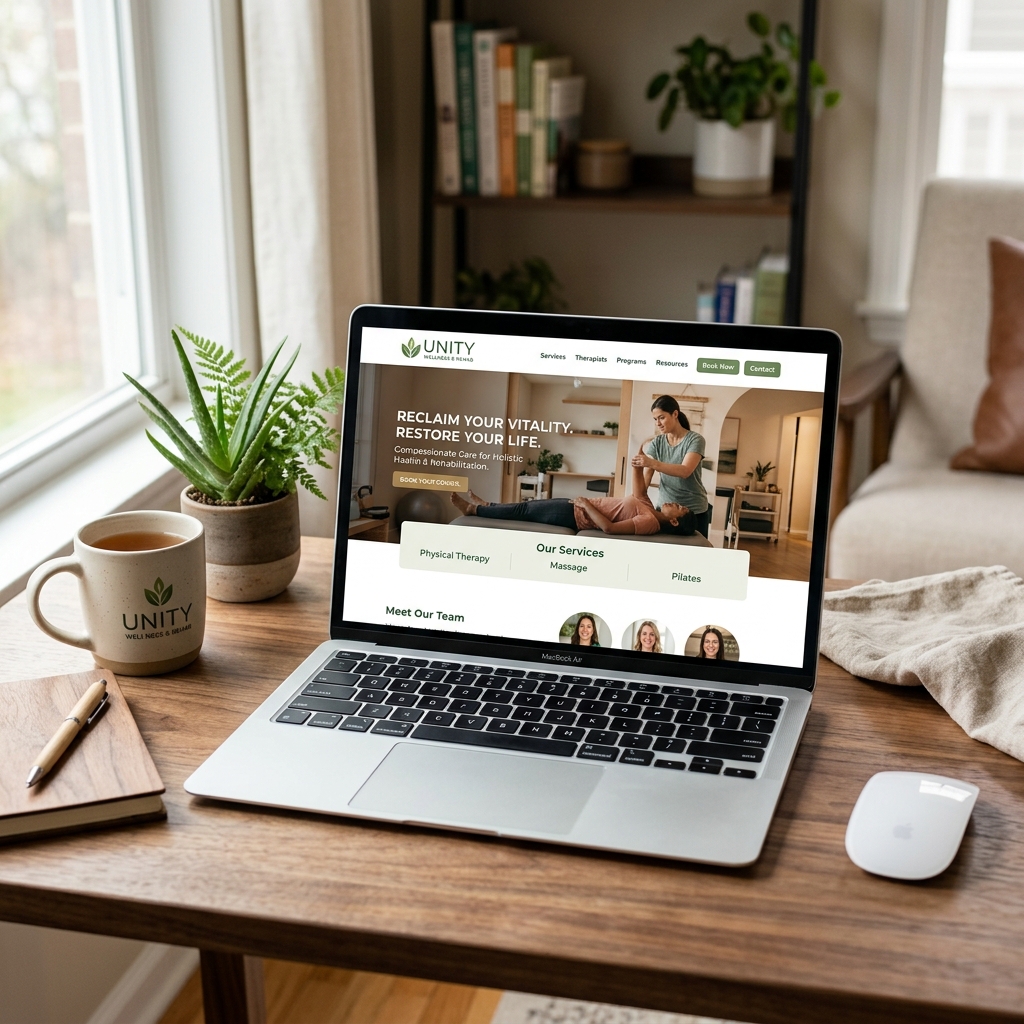 Healthcare website design displayed on a mobile device